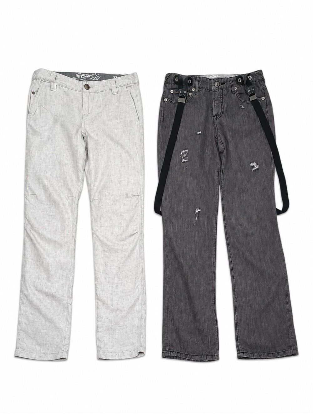 NEW STITCH'S Size 27 Pants Bundle Beige LINEN CHINOS & Ex Boyfriend Jeans - Picture 2 of 11